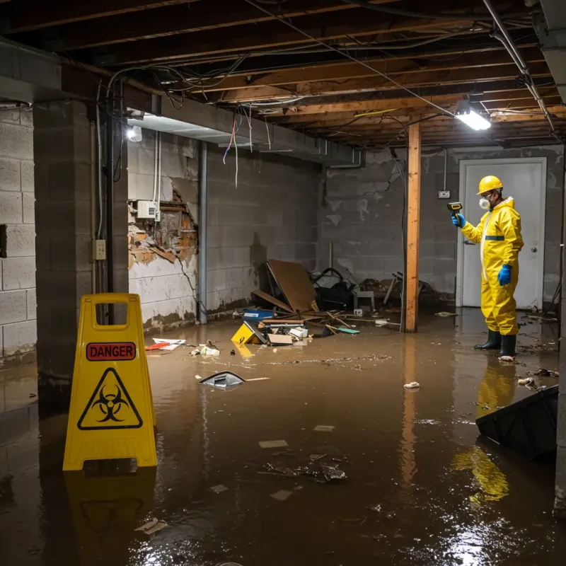 Flooded Basement Electrical Hazard in Robbinsville, NC Property